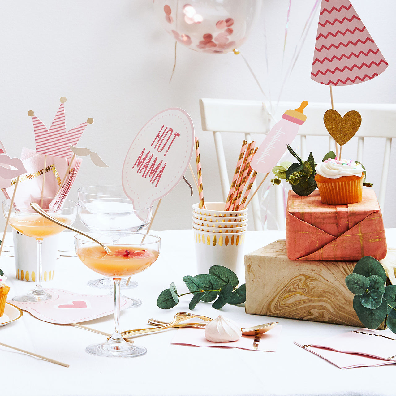 Pink and Gold Paper Straws (25 per pack)