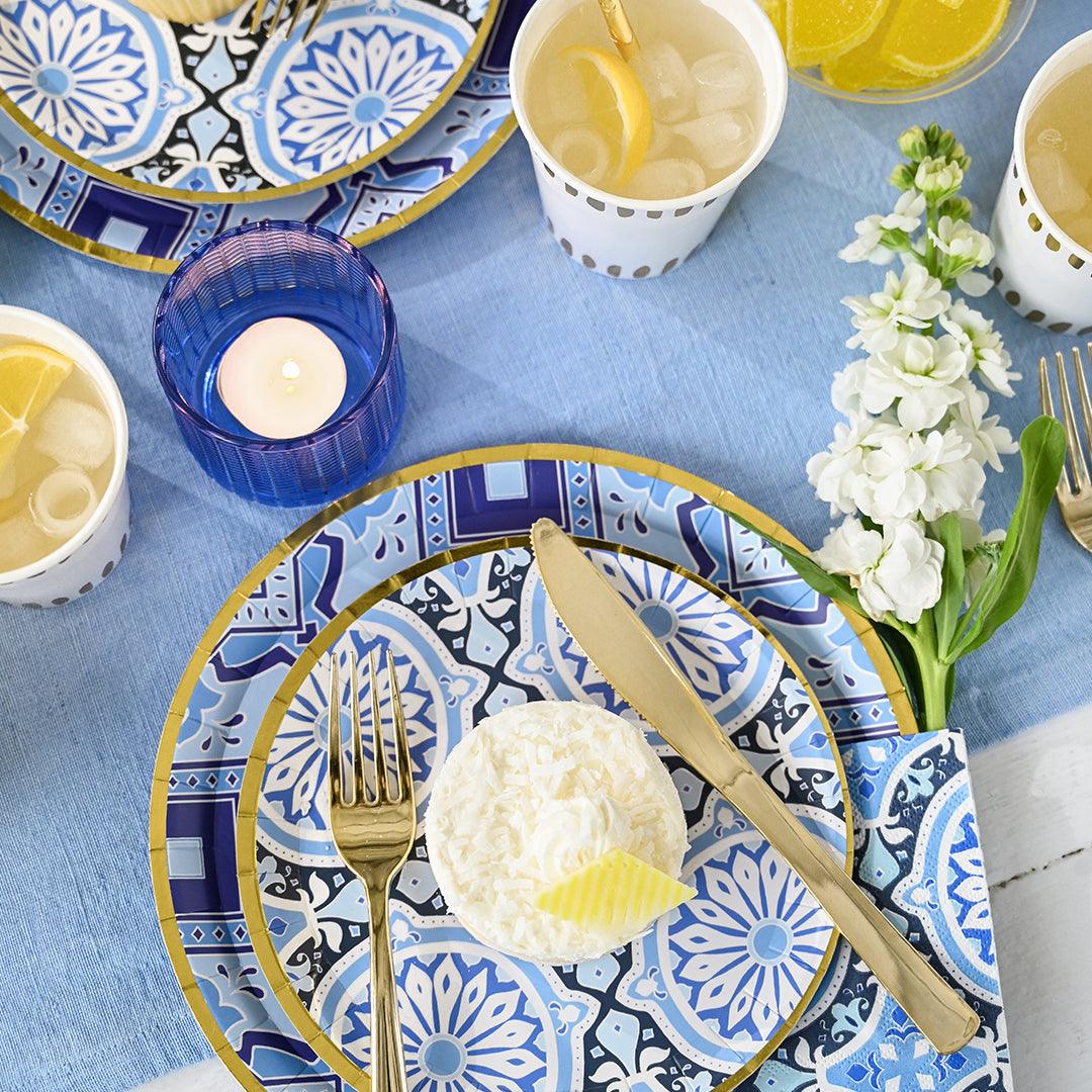 Amalfi Blues Large Plates (10 per pack) | Amazing Pinatas
