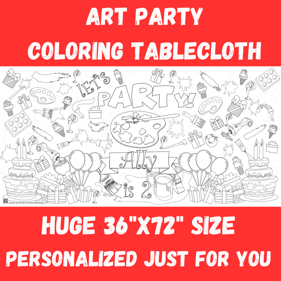 Art Party Coloring Activity Table Cover | Amazing Pinatas