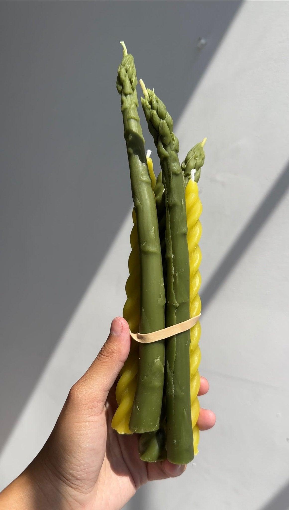 Asparagus Beeswax Candle Tapers (2) | Amazing Pinatas