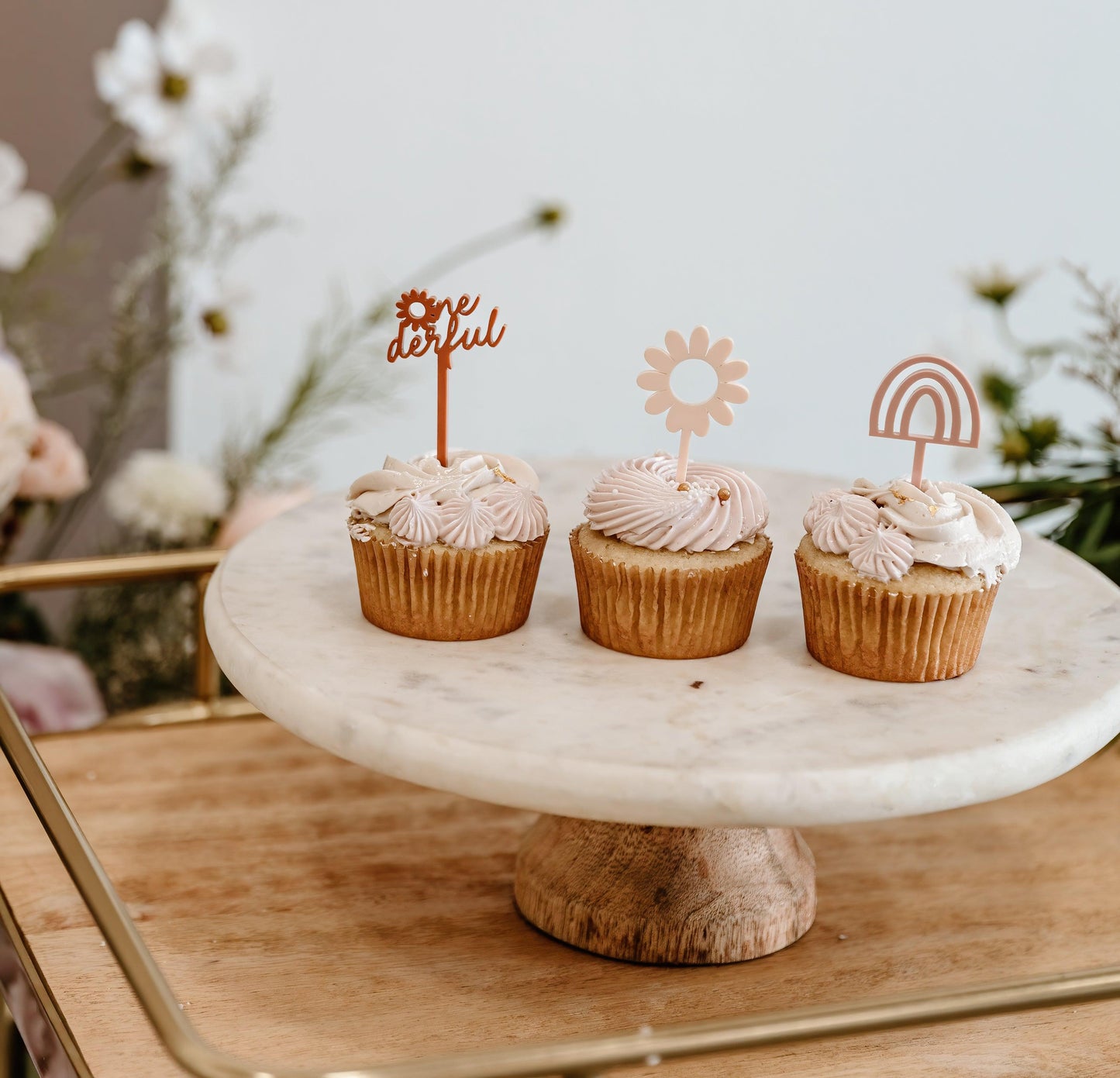 Boho Daisy Acrylic Cupcake Toppers, Pack of 12 | Amazing Pinatas