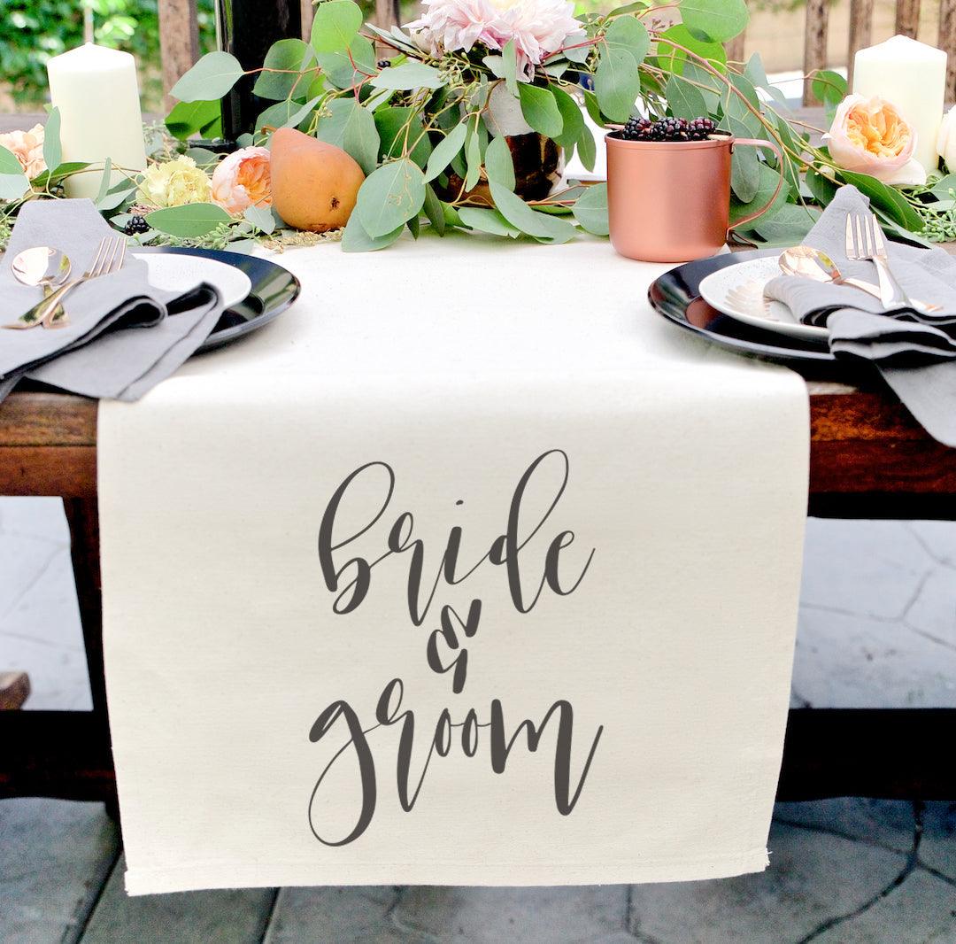 Bride & Groom Cotton Canvas Table Runner | Amazing Pinatas