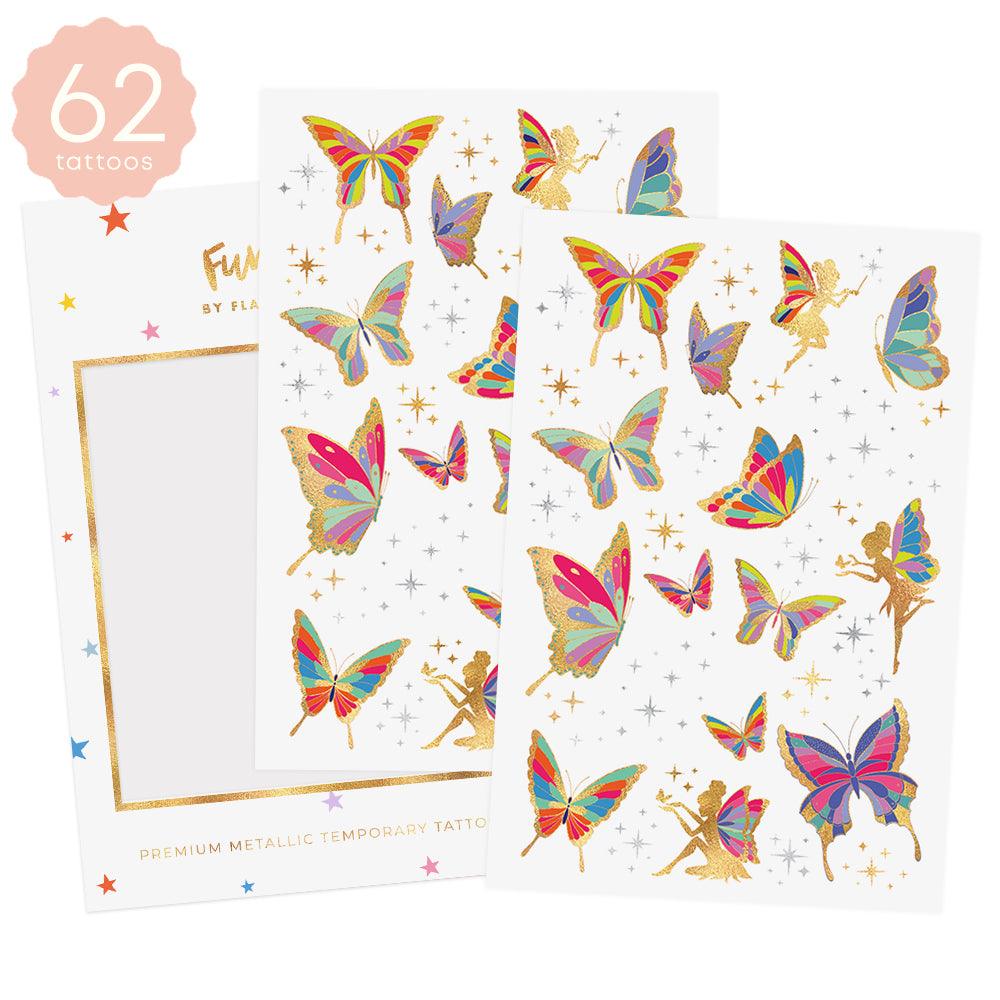 Butterfly Fair Garden Temporary Tattoos | 62 ct | Amazing Pinatas