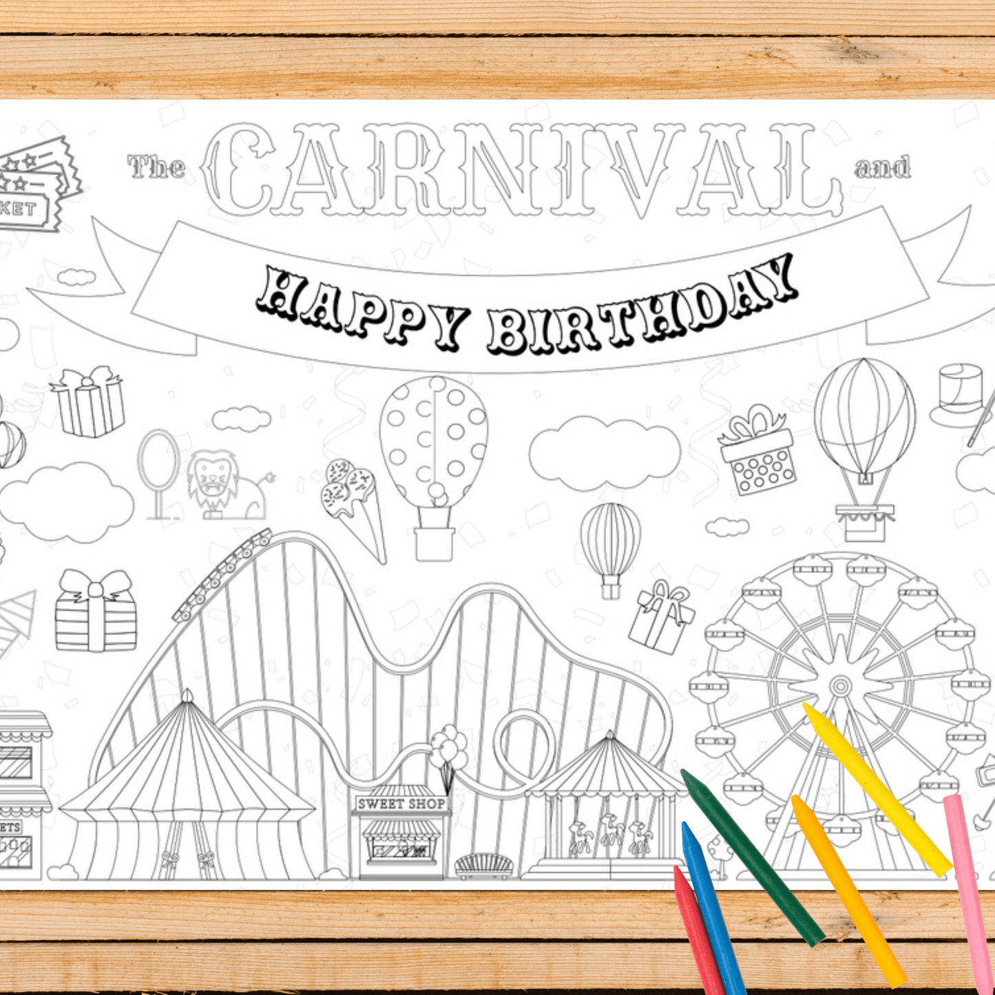 Carnival Coloring Activity Table Cover | Amazing Pinatas