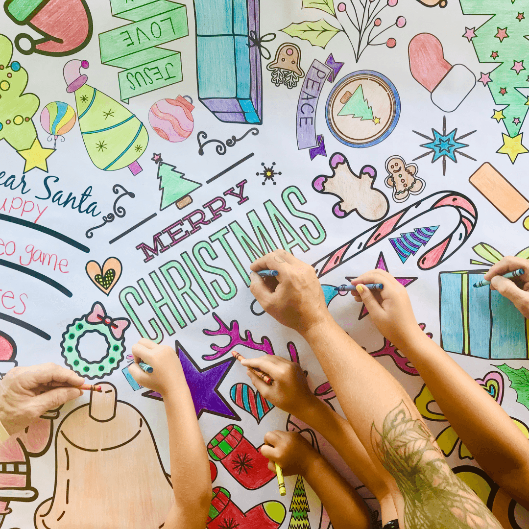 Christmas Coloring Activity Table Cover | Amazing Pinatas