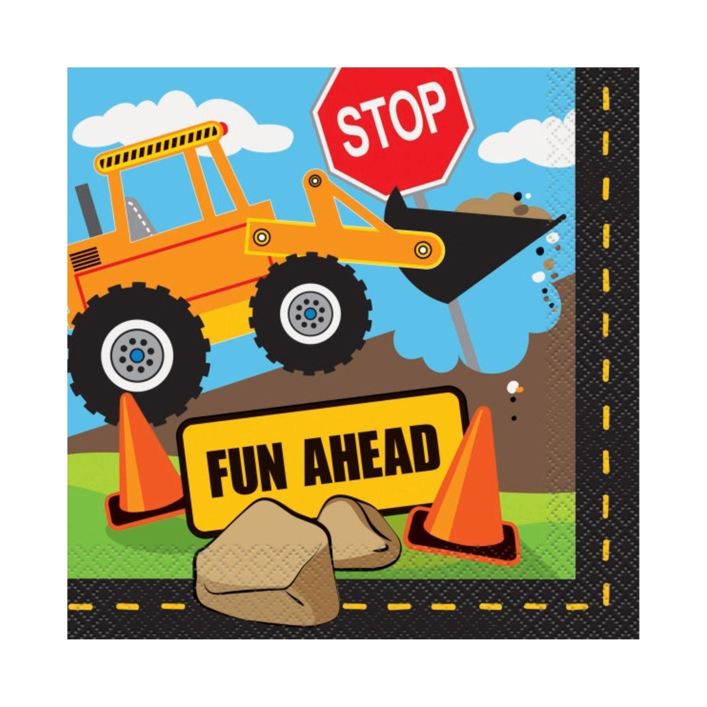Construction Zone Birthday Party Beverage Napkins, Pack of 16 | Amazing Pinatas