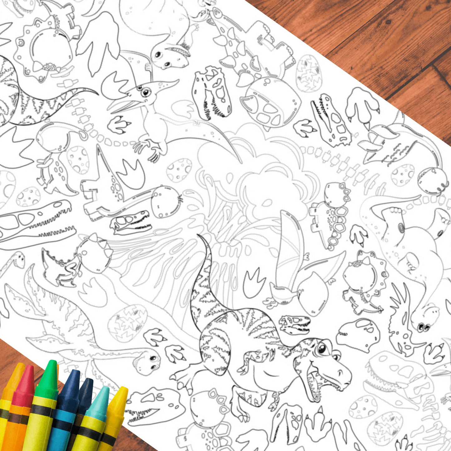Dinosaur Coloring Table Cover | Amazing Pinatas