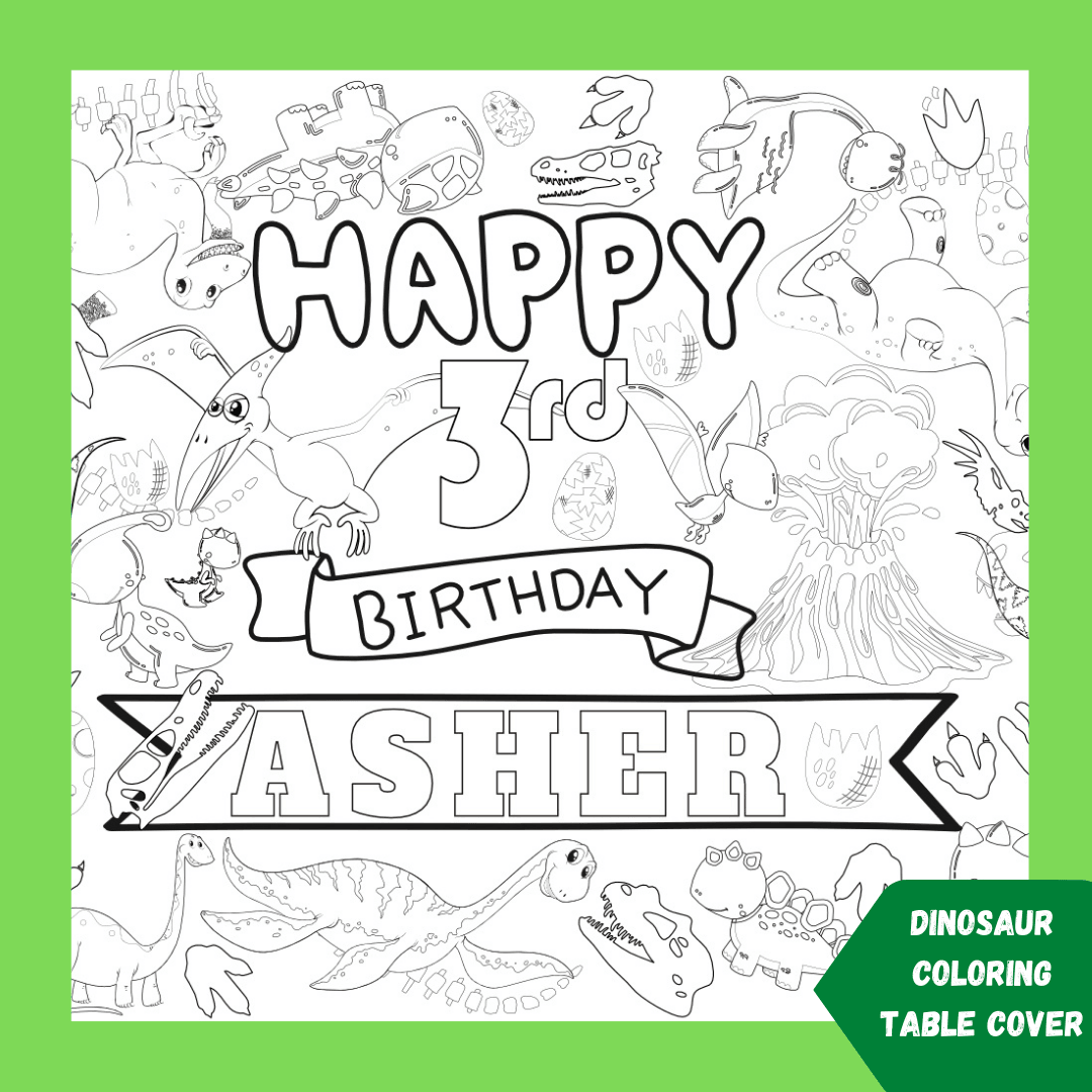Dinosaur Coloring Table Cover | Amazing Pinatas