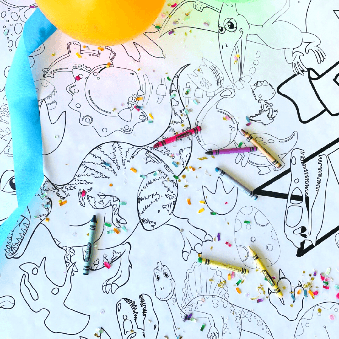 Dinosaur Coloring Table Cover | Amazing Pinatas
