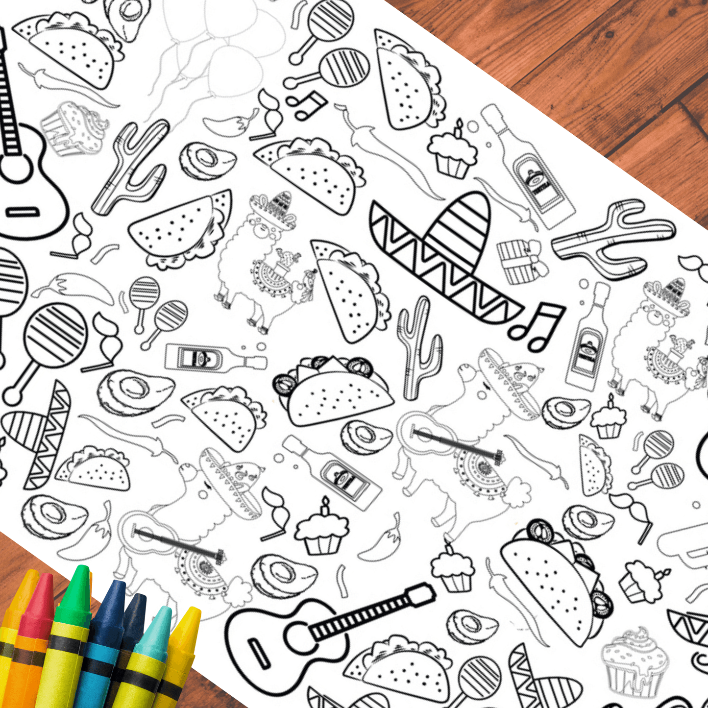 Fiesta Coloring Activity Table Cover | Amazing Pinatas