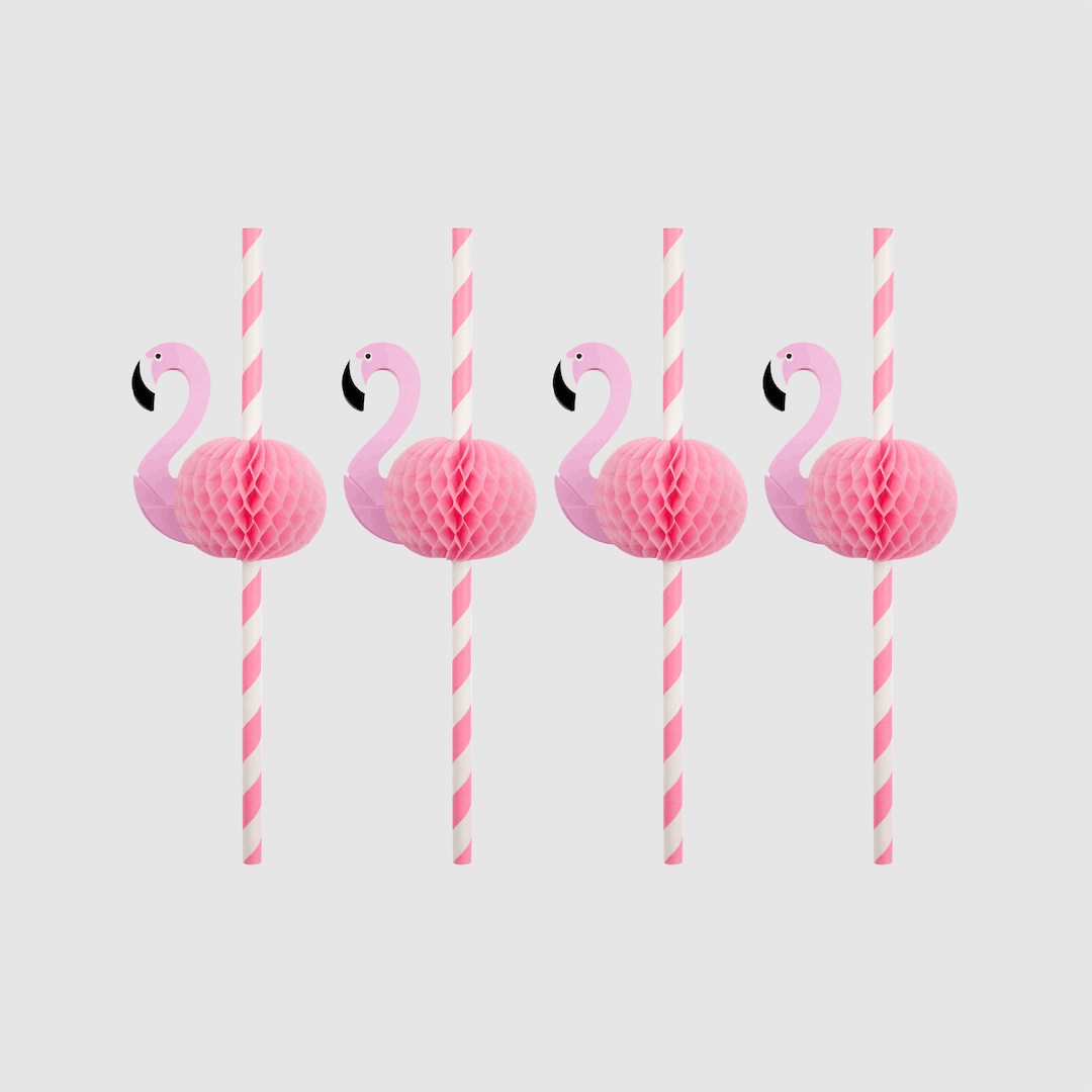 Flamingo Honeycomb Straws (10 per pack) | Amazing Pinatas
