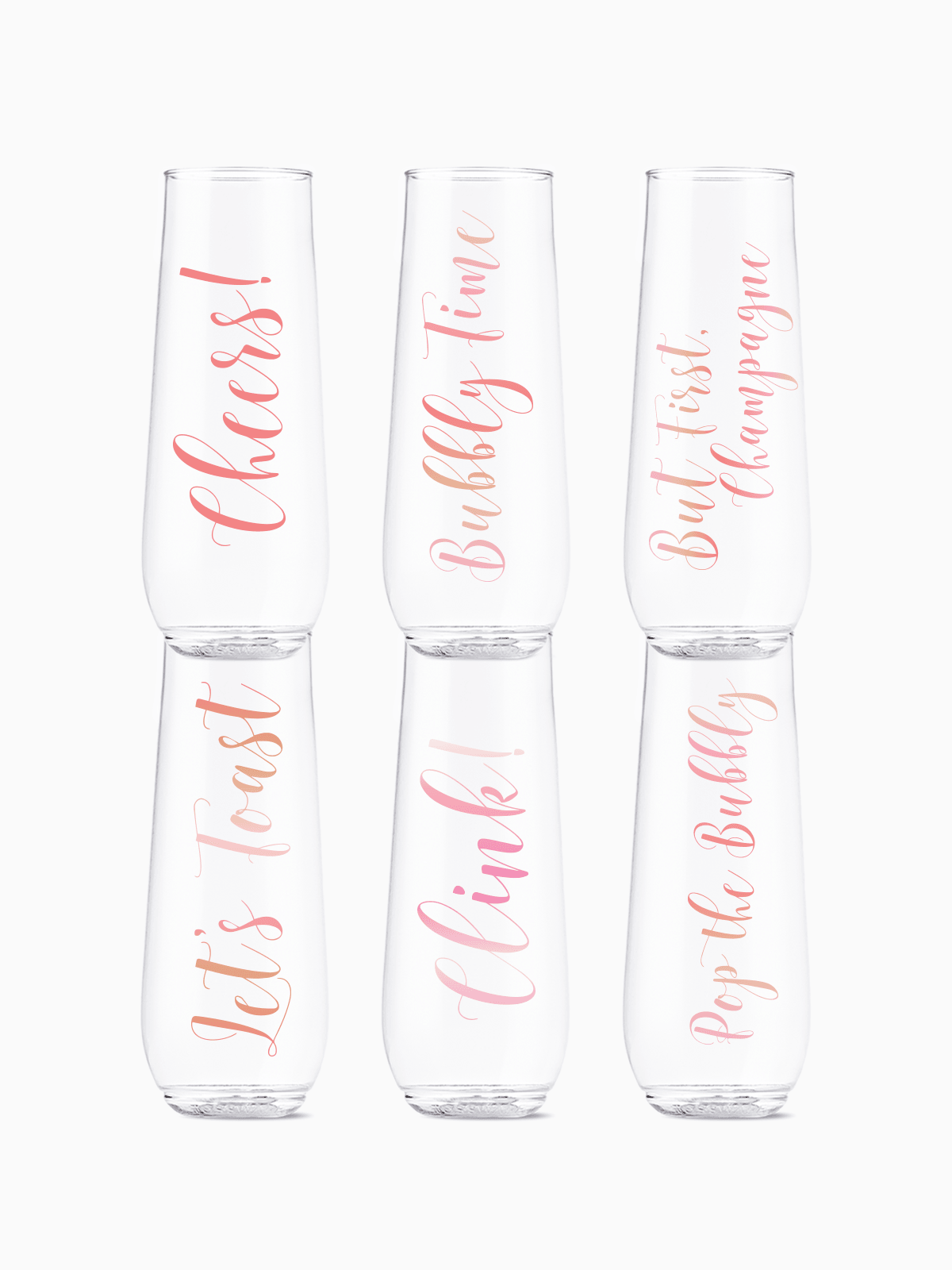 Flute Glasses Set 9oz | Pink Rose Toast | Amazing Pinatas