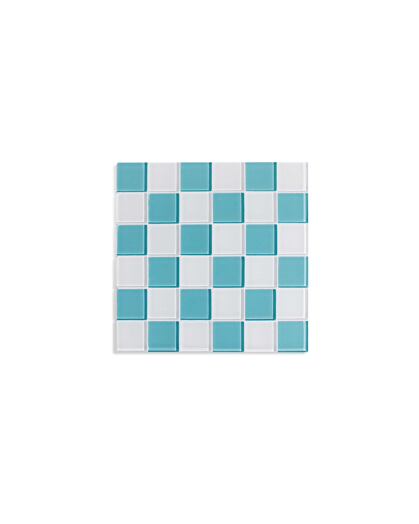 GLASS TILE DECORATIVE TRAY - Teal & White Checkered | Amazing Pinatas