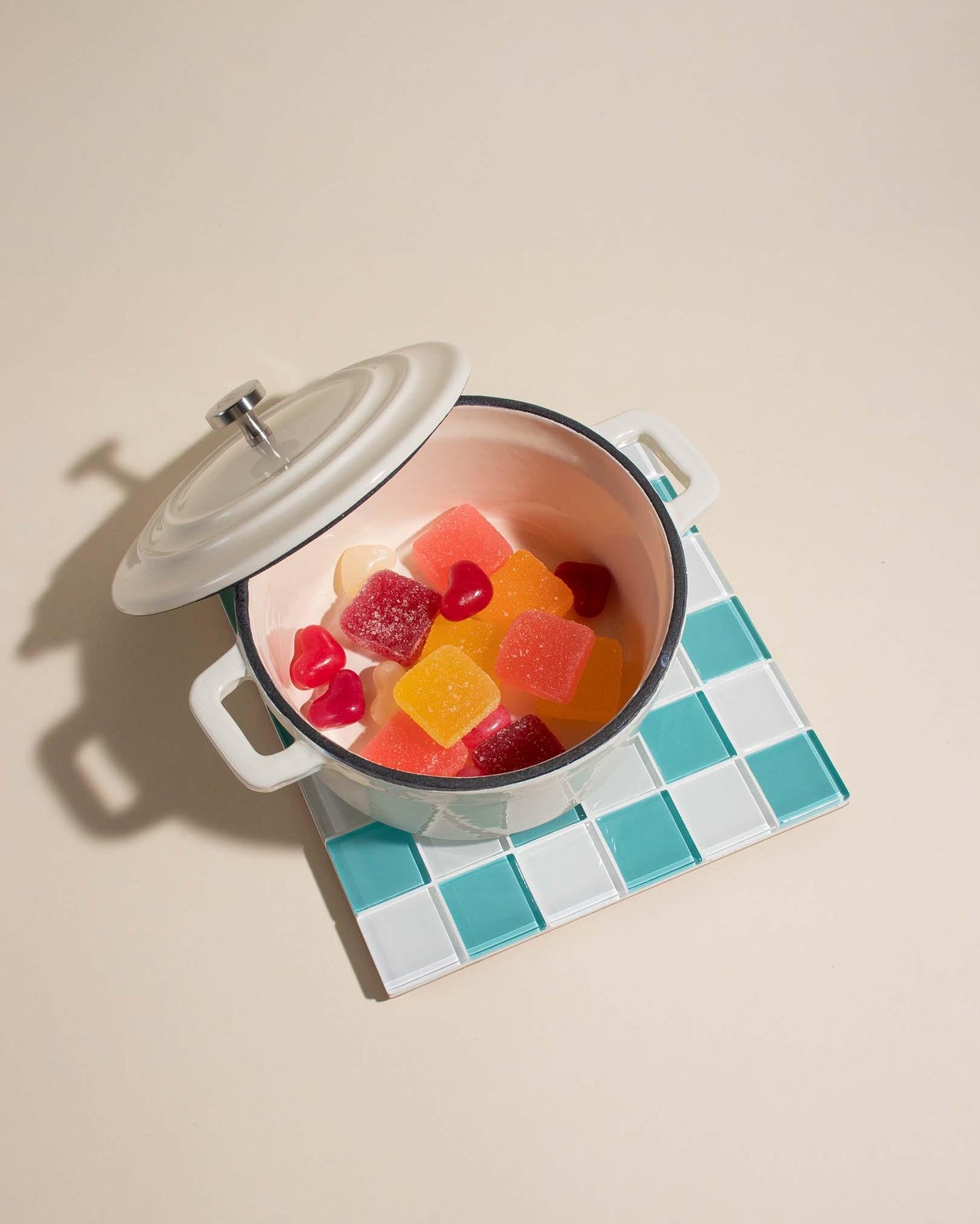 GLASS TILE DECORATIVE TRAY - Teal & White Checkered | Amazing Pinatas