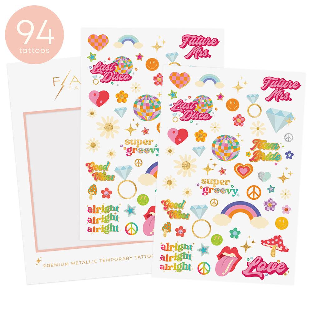 Groovy Bachelorette Temporary Tattoos | 94 ct | Amazing Pinatas