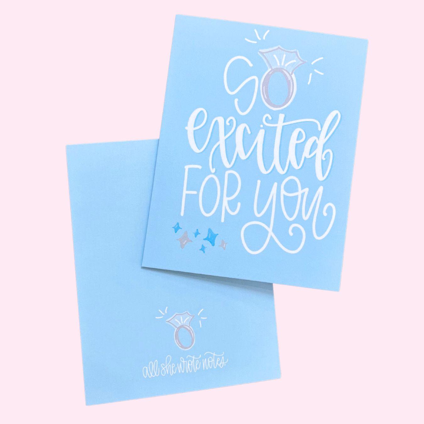 Handmade Note Card | So Excited for You - Engagement | Amazing Pinatas