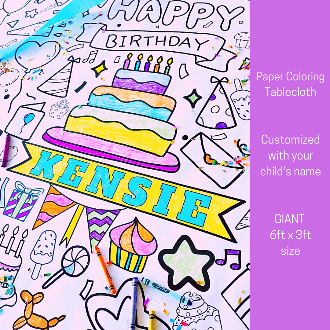 Happy Birthday Coloring Activity Table Cover | Amazing Pinatas