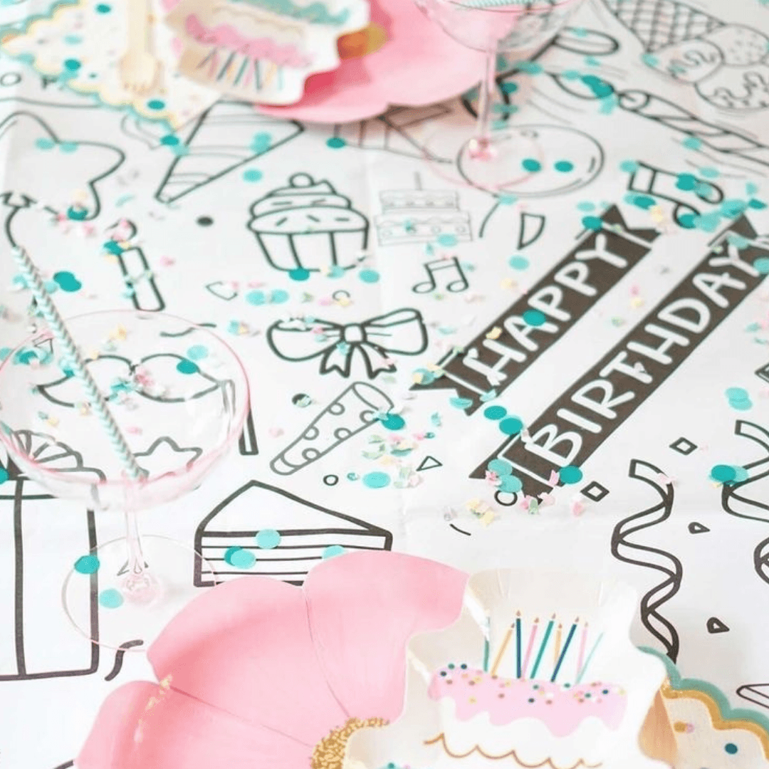 Happy Birthday Coloring Activity Table Cover | Amazing Pinatas