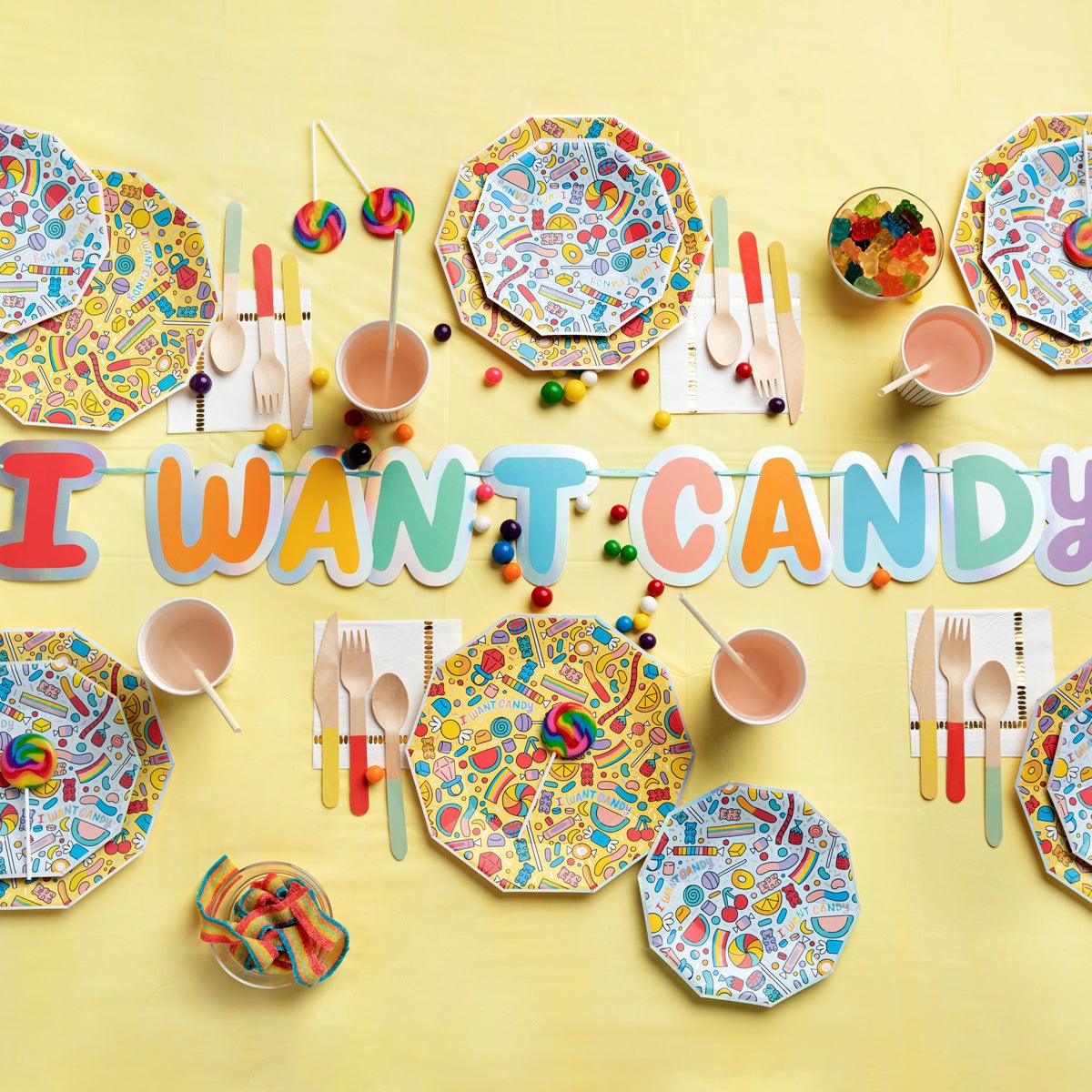 I Want Candy Large Plates (10 per pack) | Amazing Pinatas