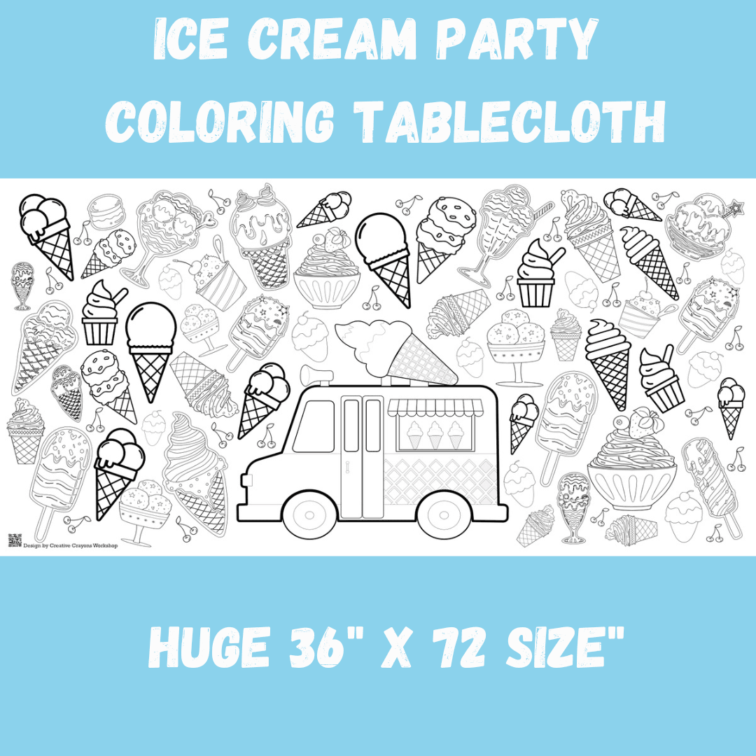 Ice Cream Coloring Activity Table Cover | Amazing Pinatas
