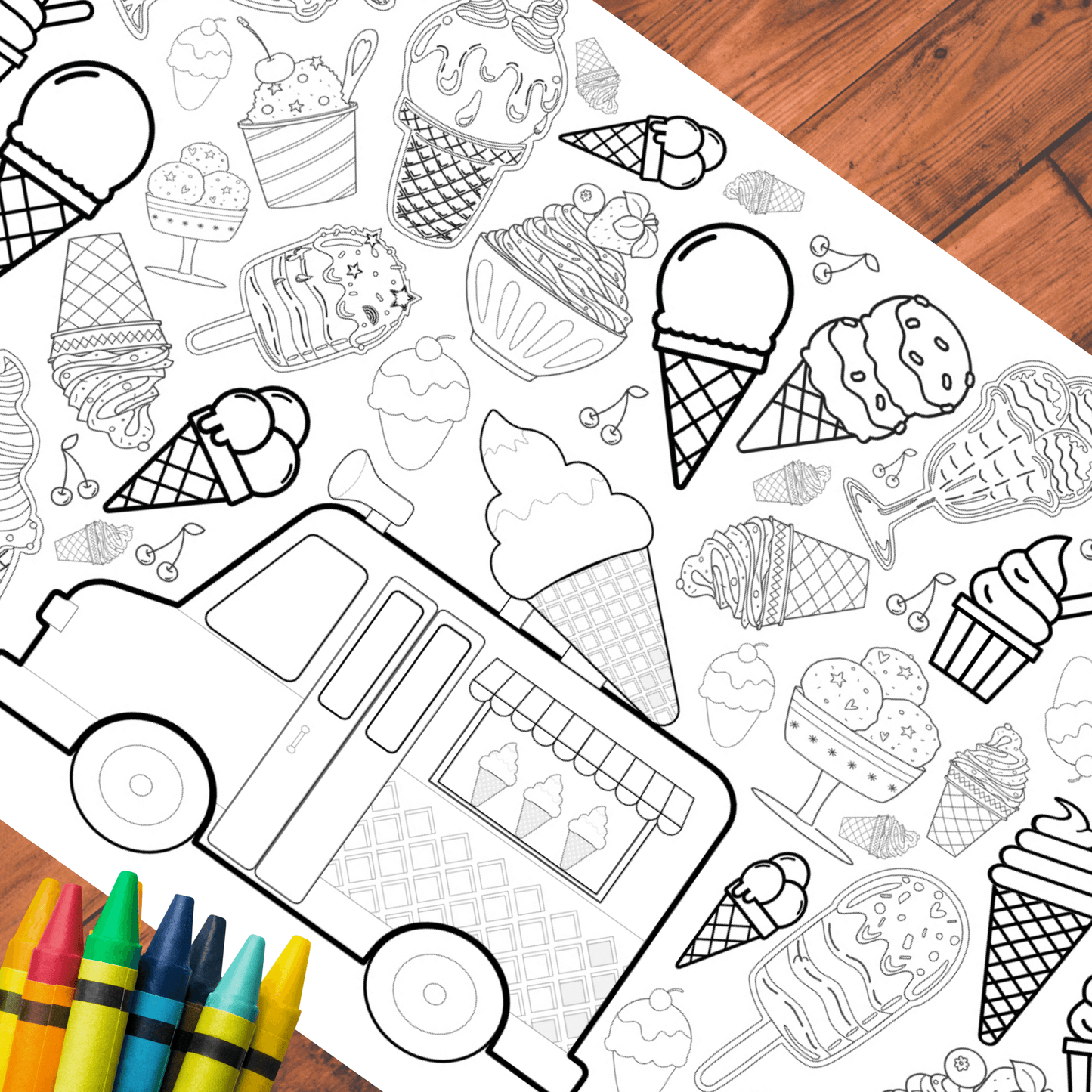 Ice Cream Coloring Activity Table Cover | Amazing Pinatas
