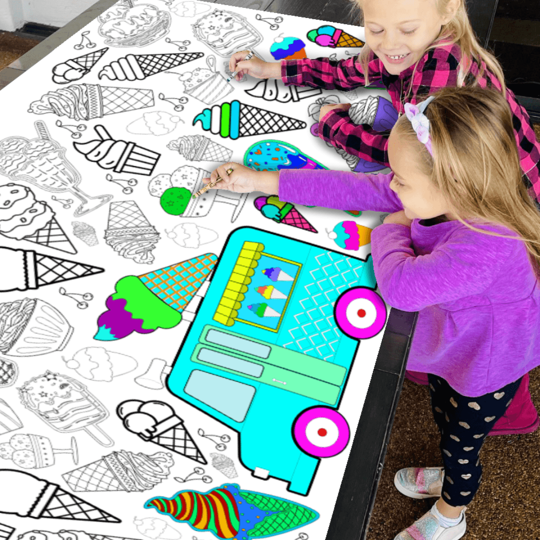 Ice Cream Coloring Activity Table Cover | Amazing Pinatas