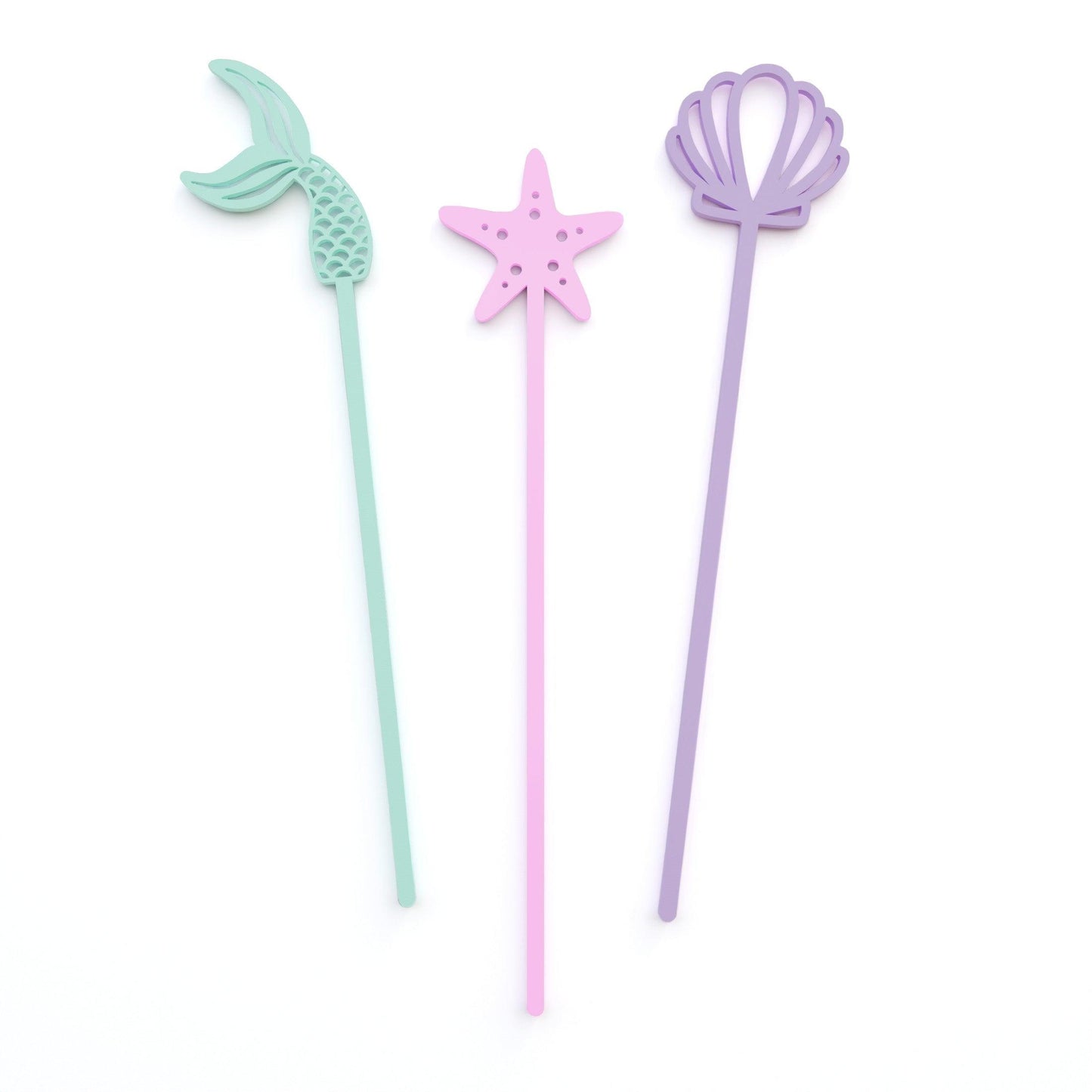 Mermaid Collection Acrylic Drink Stirrers, Pack of 12 | Amazing Pinatas