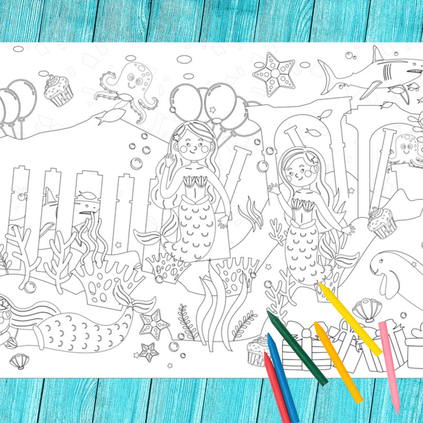 Mermaid Coloring Activity Table Cover | Amazing Pinatas