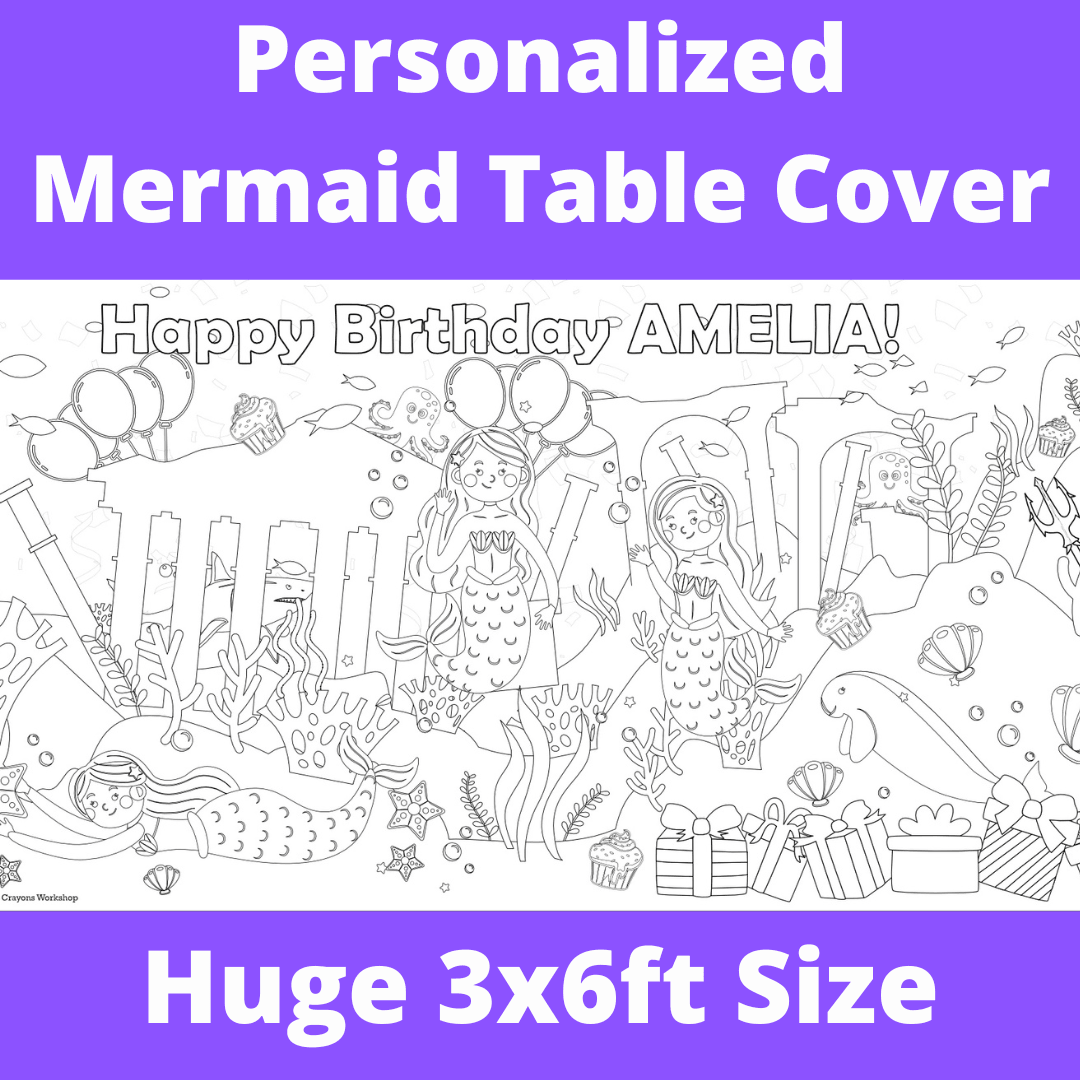 Mermaid Coloring Activity Table Cover | Amazing Pinatas