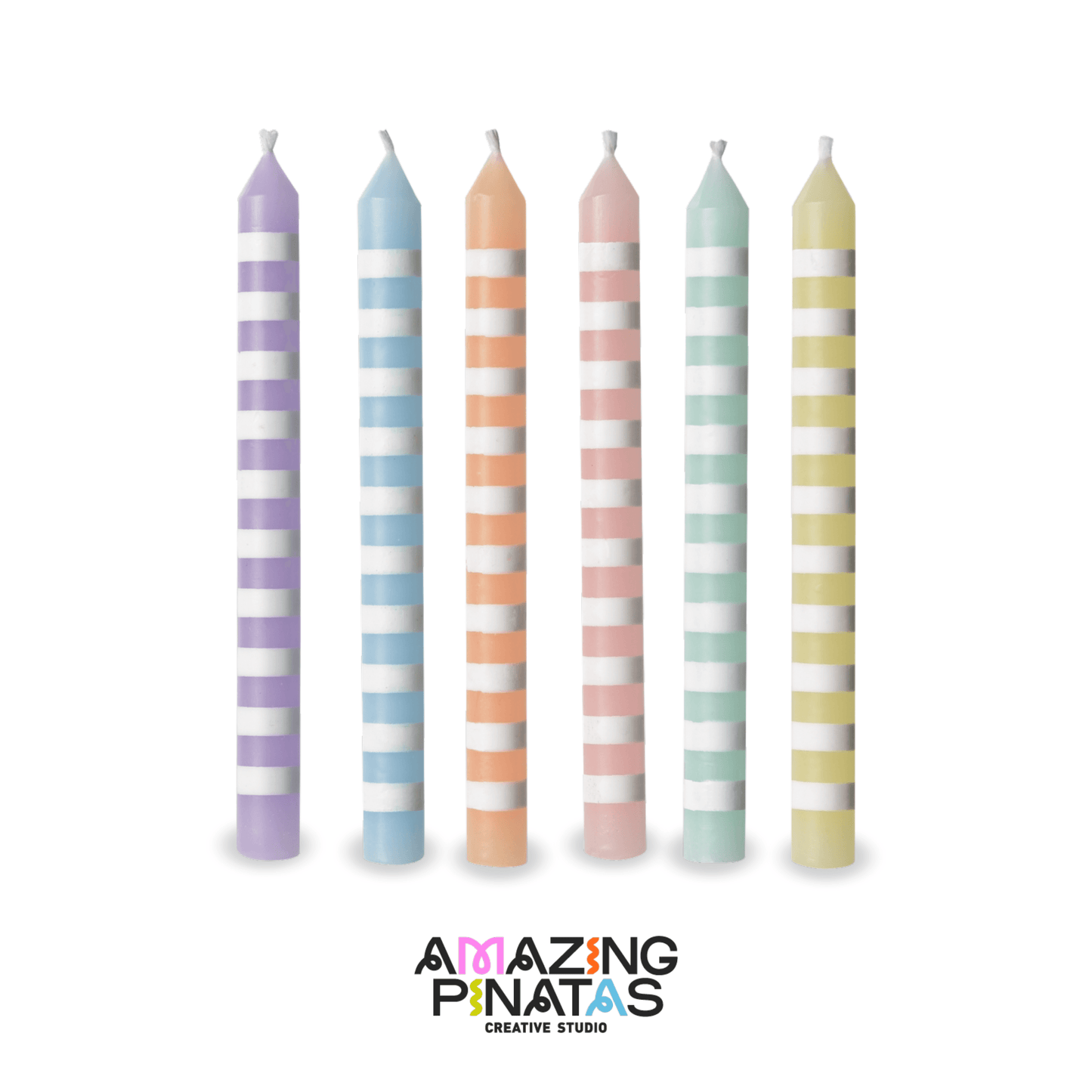 Pastel Striped Birthday Candles | Amazing Pinatas