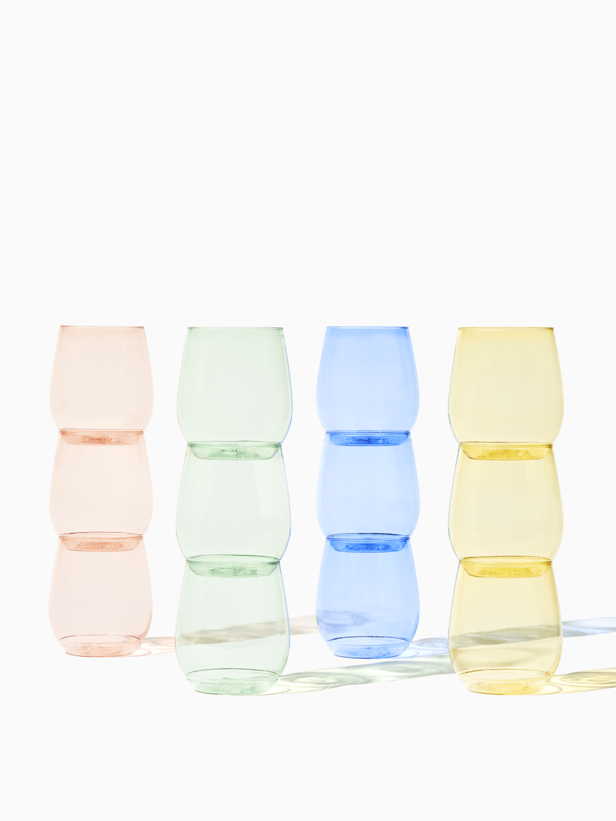 Stemless Wine Glasses Set 14oz | Color Set | Amazing Pinatas