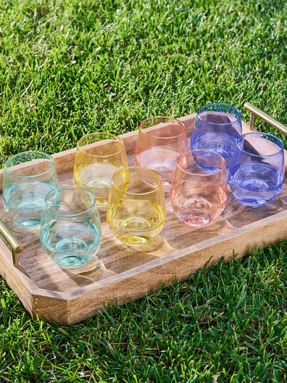 Stemless Wine Glasses Set 14oz | Color Set | Amazing Pinatas