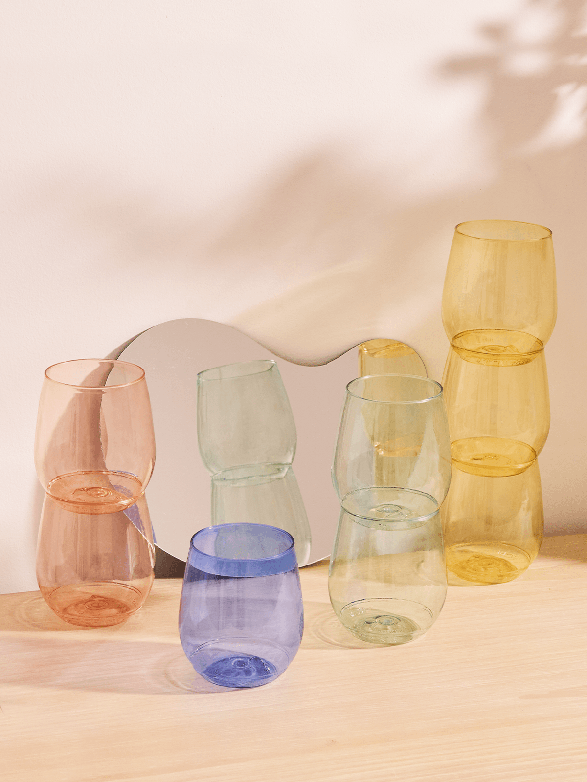 Stemless Wine Glasses Set 14oz | Color Set | Amazing Pinatas