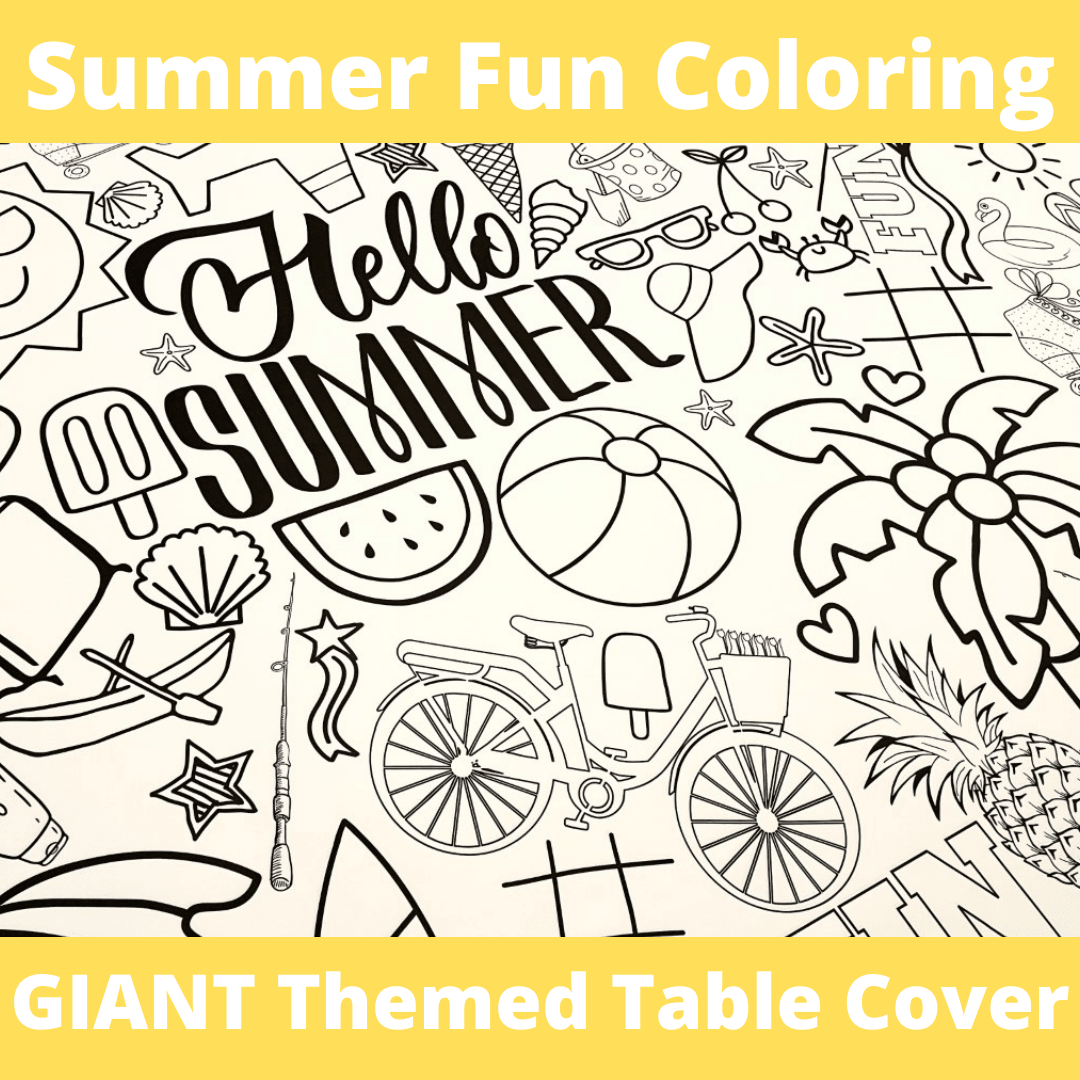 Summer Bucket List Coloring Activity Table Cover | Amazing Pinatas