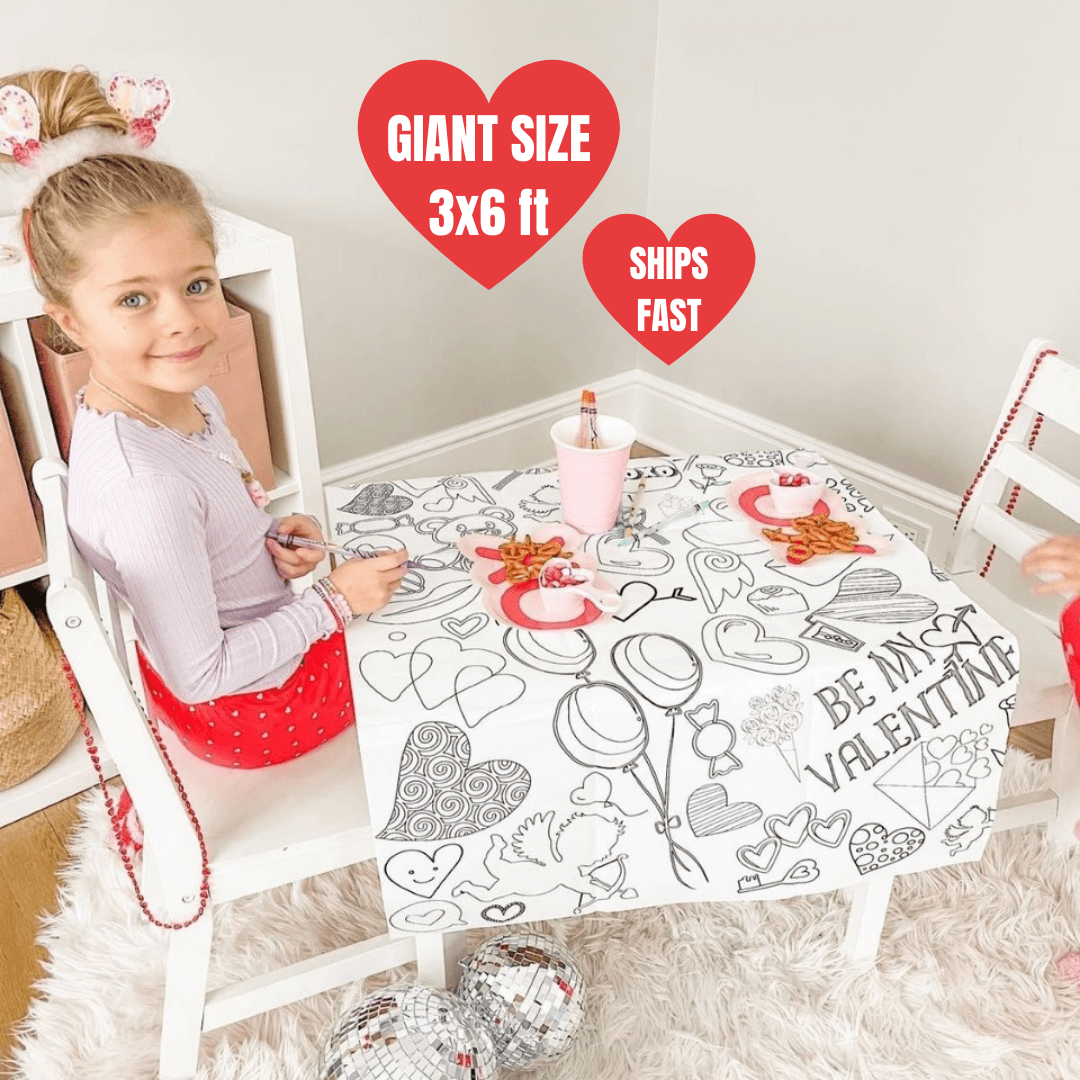 Valentines Coloring Activity Table Cover | Amazing Pinatas