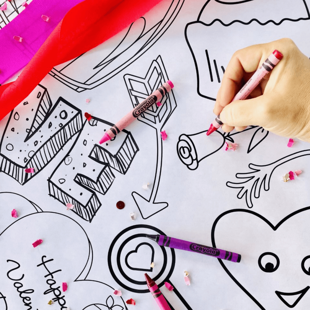 Valentines Coloring Activity Table Cover | Amazing Pinatas