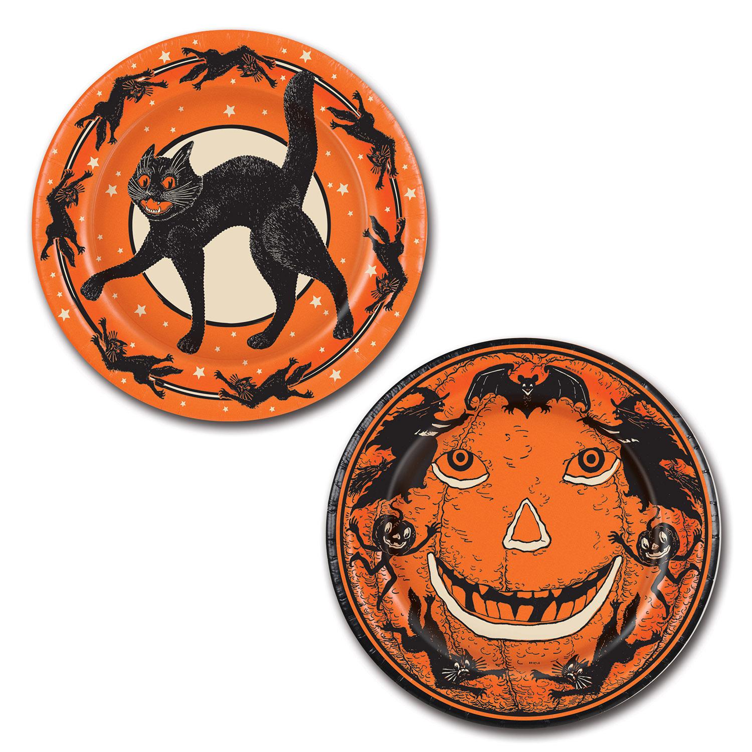 Vintage Halloween Theme Paper Plates 9 inch (8 per Package)