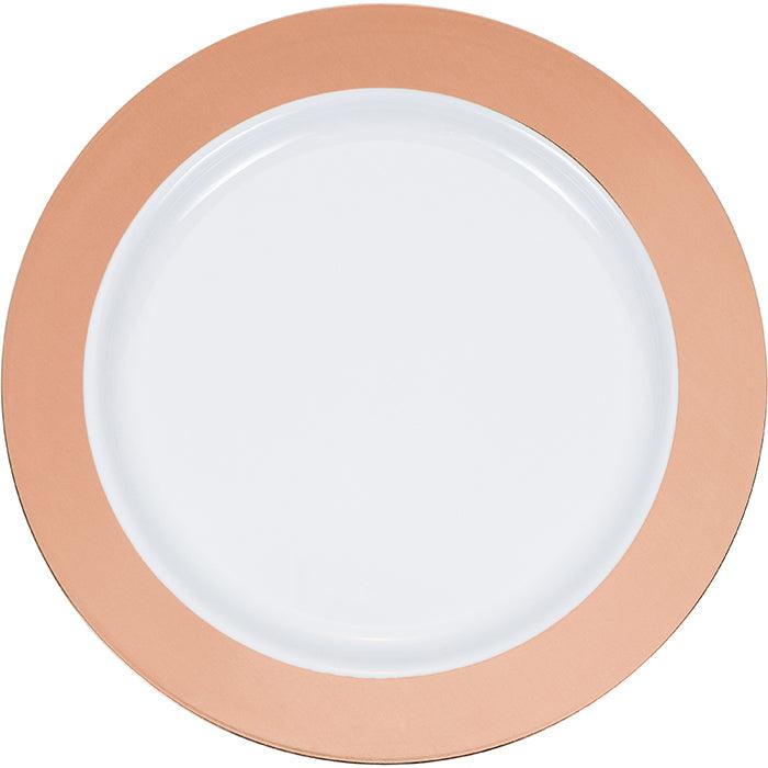 10.25" Rose Gold Rim Plastic Plate 10ct | Amazing Pinatas 