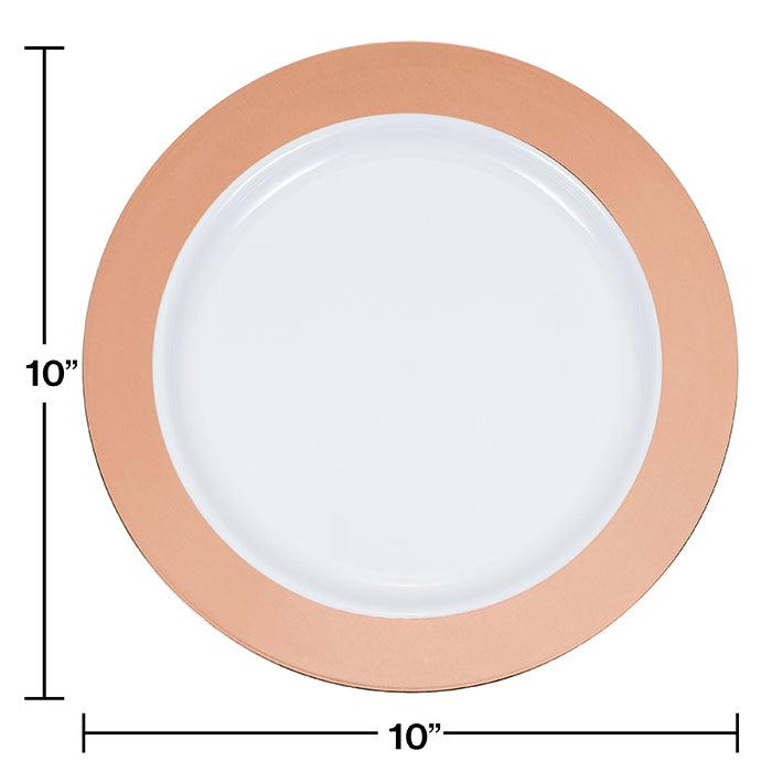 10.25" Rose Gold Rim Plastic Plate 10ct | Amazing Pinatas 