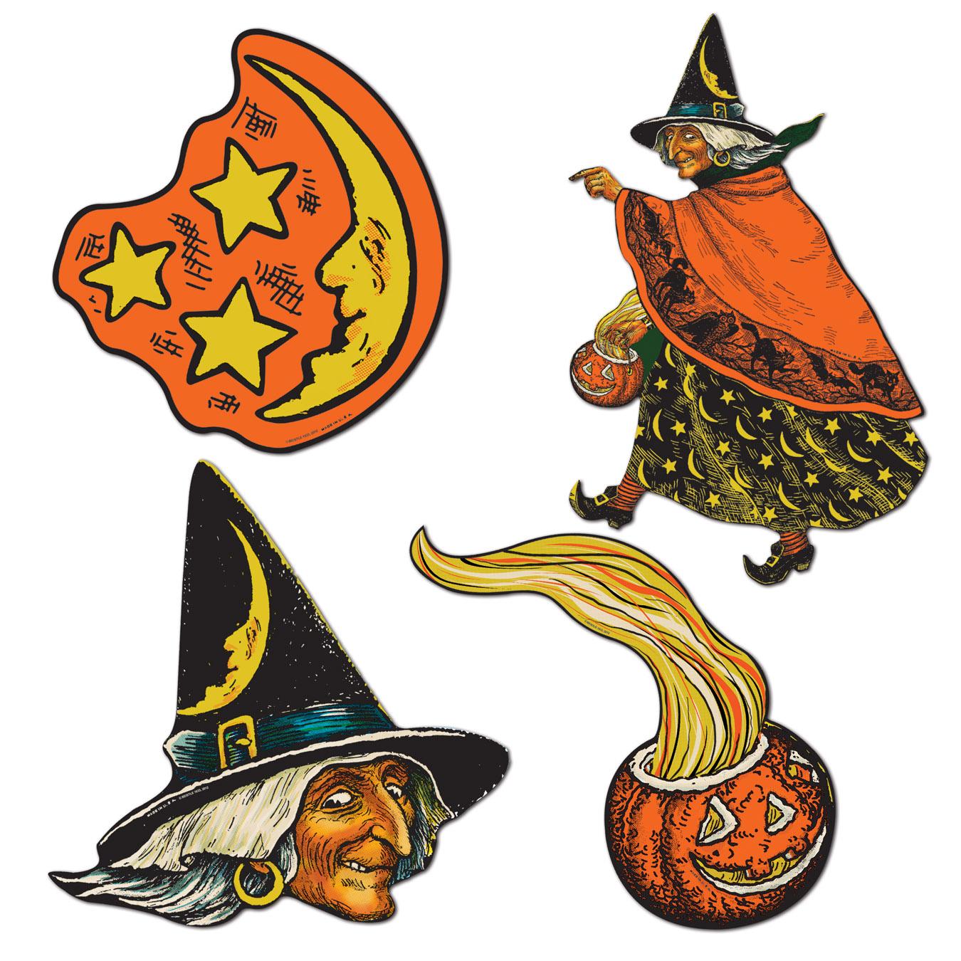 10.5 Inch Vintage Halloween Cutouts (4 per Package) | Amazing Pinatas 