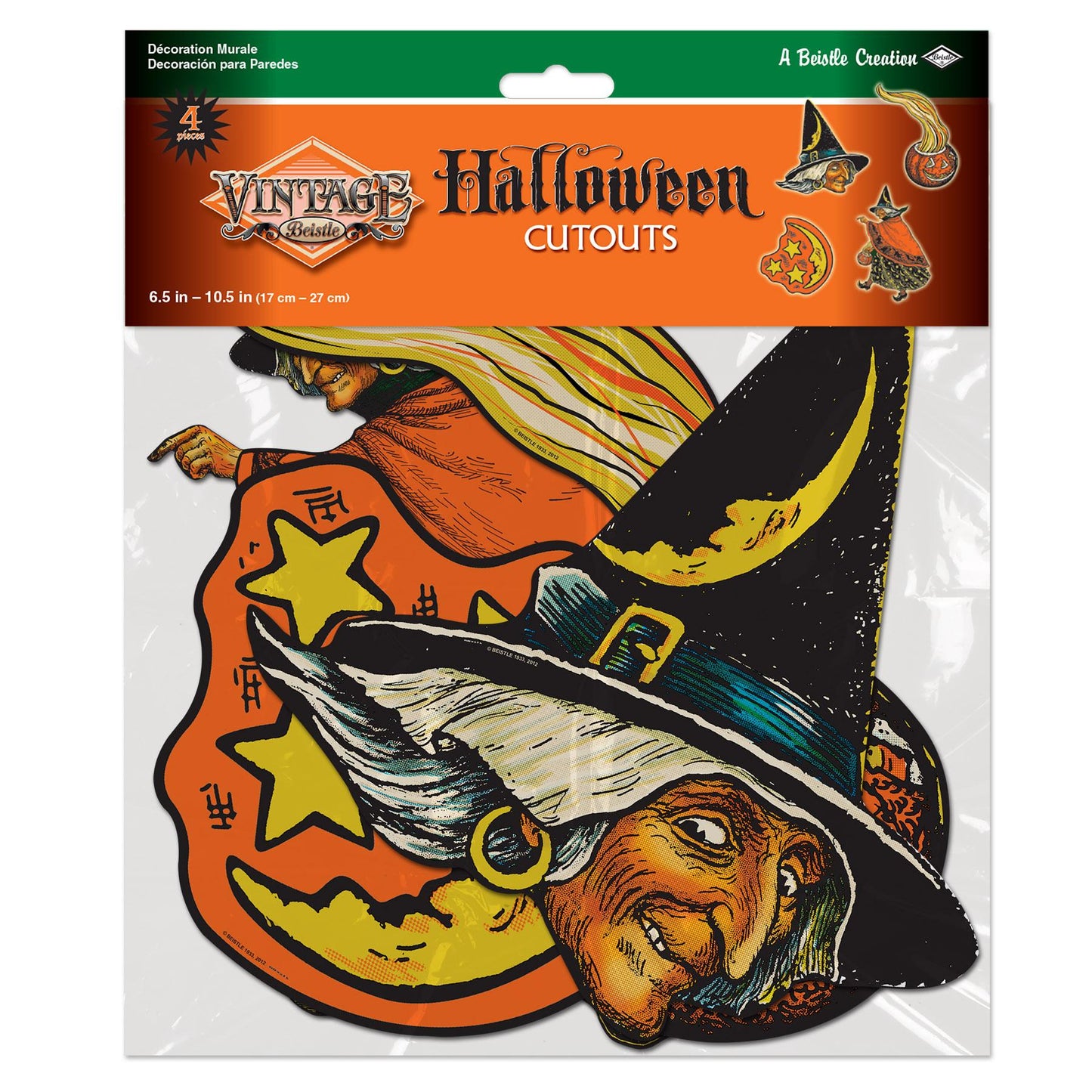 10.5 Inch Vintage Halloween Cutouts (4 per Package) | Amazing Pinatas 