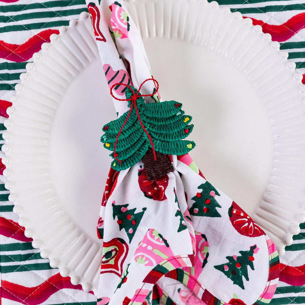 Raffia Napkin Ring - Christmas Tree