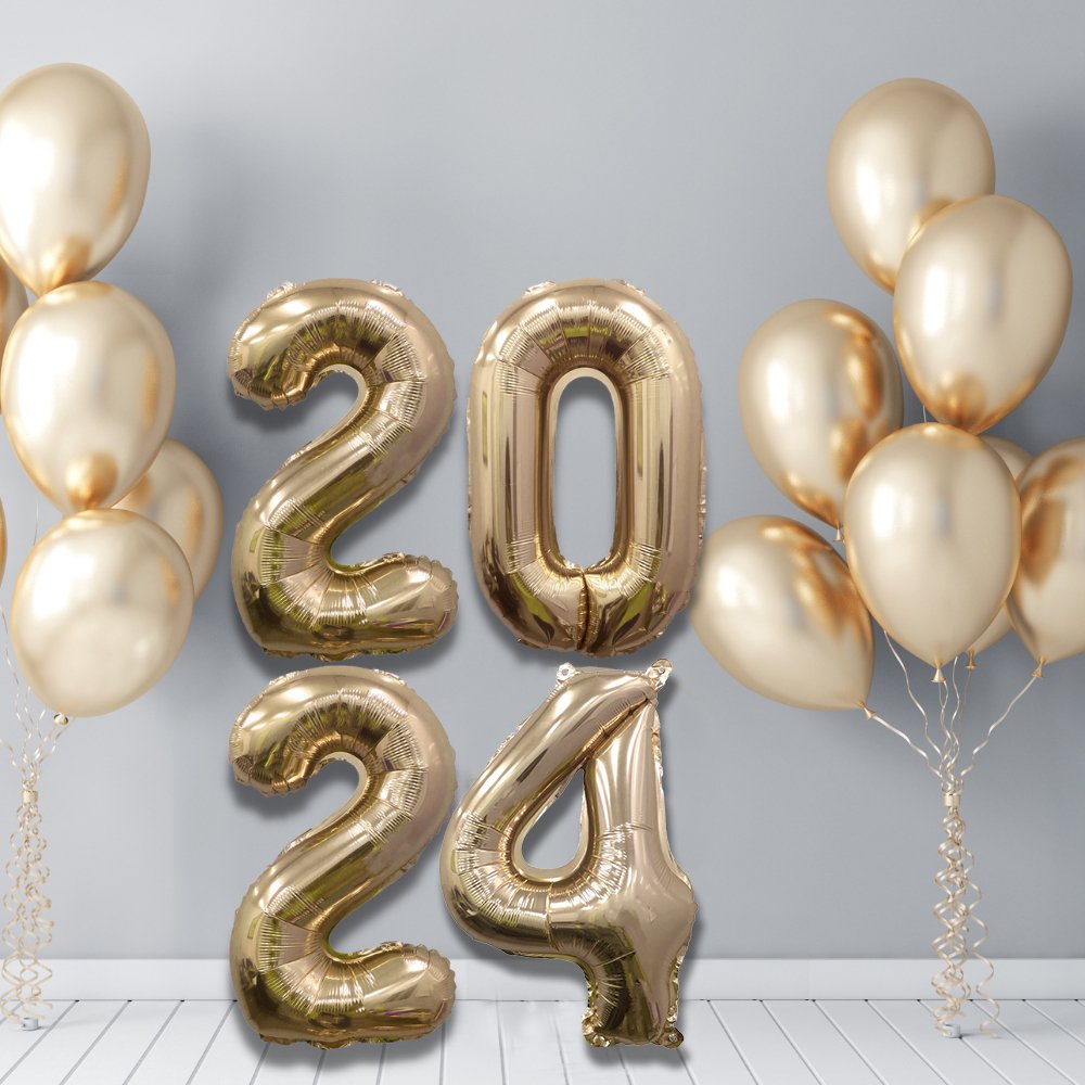 
                  
                    32" Ellie's 2024 Gold Mylar Number Balloons (4 Count) | Amazing Pinatas 
                  
                