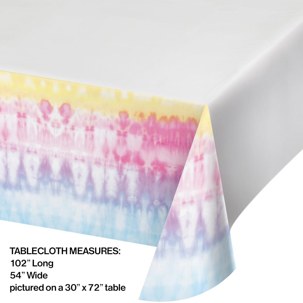 Tie Dye Party Paper Tablecover Border Print, 54" X 102" (1/Pkg)