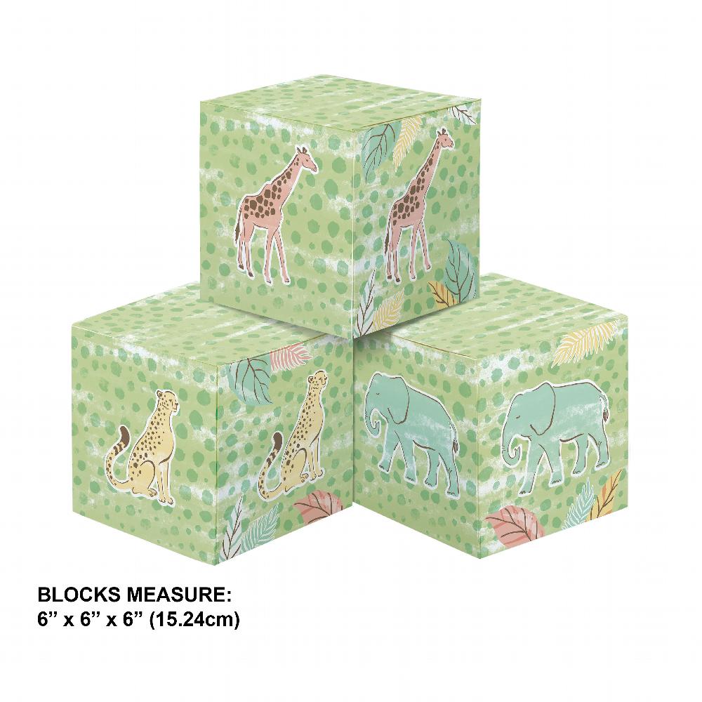 Safari Baby Centerpiece Baby Blocks (3 per Pkg)