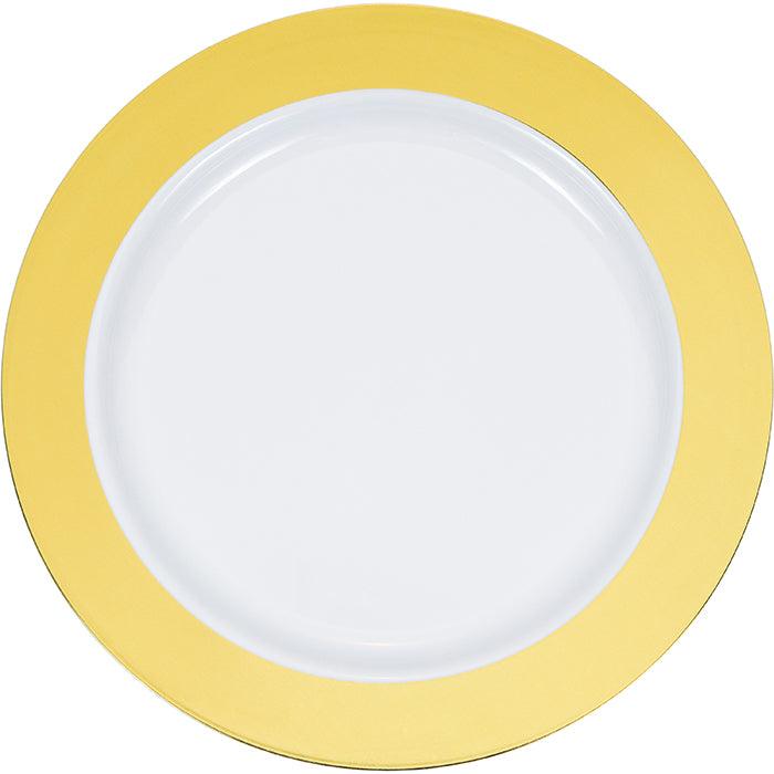 7.5" Gold Rim Plastic Plate 10ct | Amazing Pinatas 