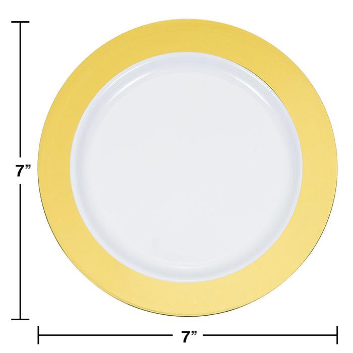 7.5" Gold Rim Plastic Plate 10ct | Amazing Pinatas 