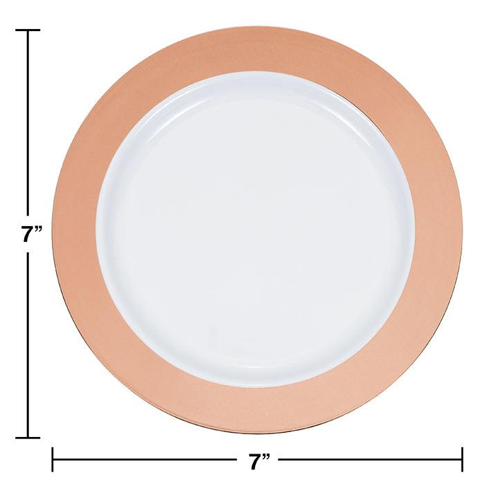 7.5" Rose Gold Rim Plastic Plate 10ct | Amazing Pinatas 