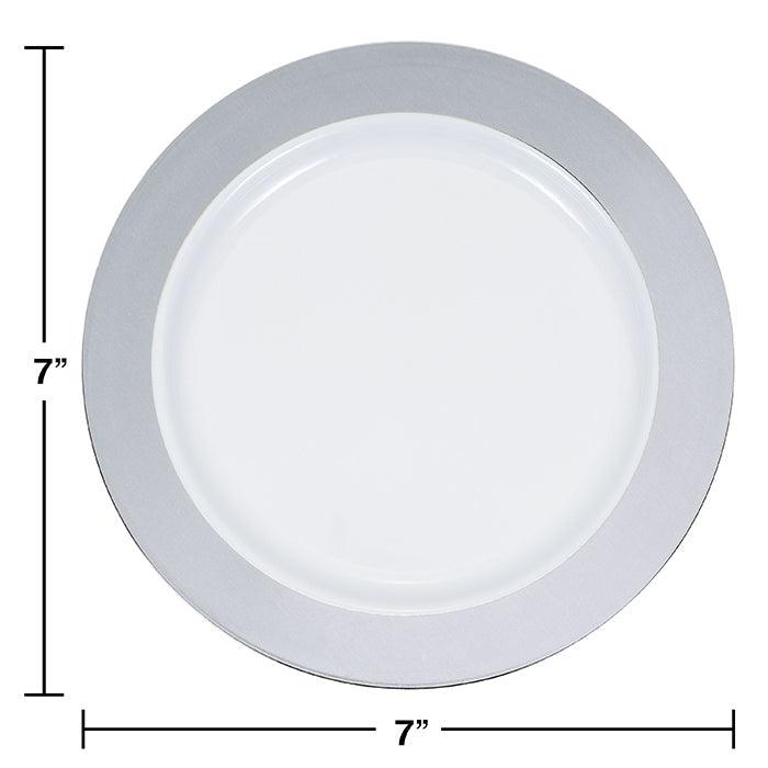 7.5" Silver Rim Plastic Plate 10ct | Amazing Pinatas 