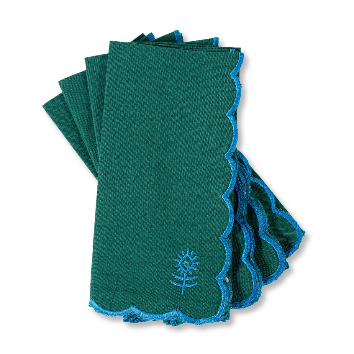 Icon Linen Napkins S/4 - Emerald + Peacock